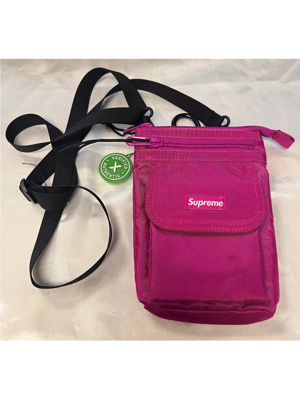 Supreme SS17 Small Shoulder Bag Magenta Pink Cordura Crossbody Logo Authentic